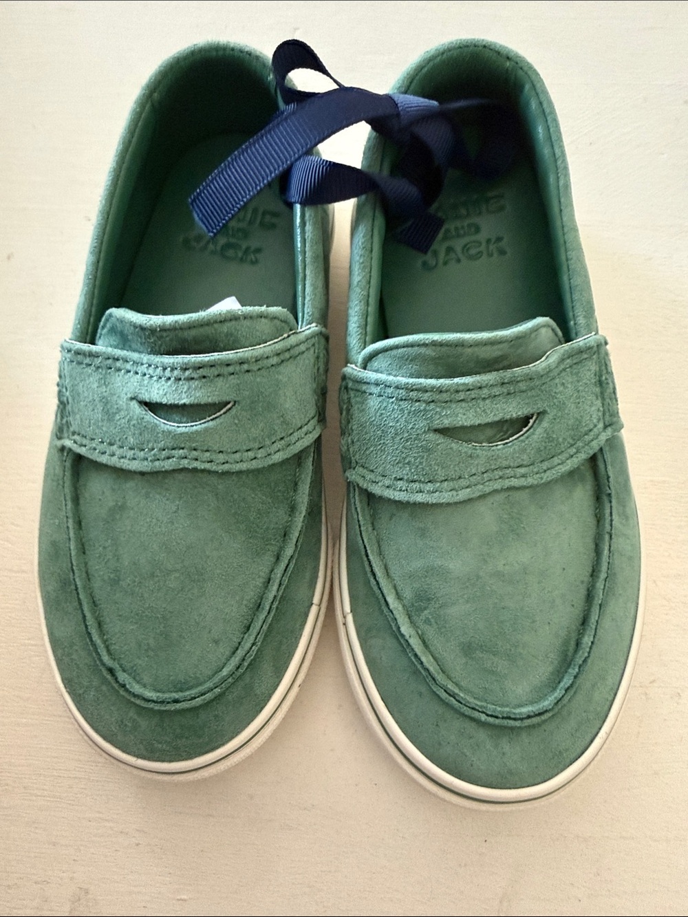 Janie and Jack Boys Green Suede Slip-On Dress Shoes